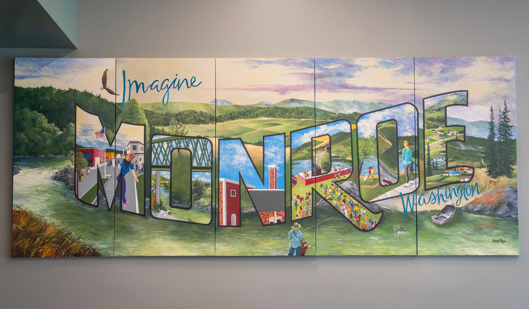 A picture of the David Hose Mural in the Monroe Council Chambers.